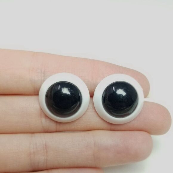 Vintage Eye Ball Stud Earrings, Black White, Unique Strange Estate - Picture 6 of 7